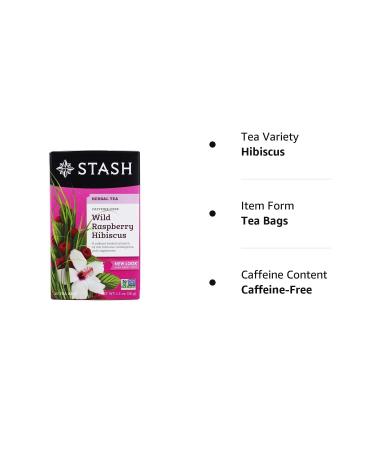 Stash Tea Wild Raspberry Hibiscus 20 Tea Bags - Refreshing Raspberry Hibiscus Flavor - Buy Online on GoSupps.com
