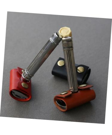 Foytoki Shaver Case - 2 Pieces Synthetic Leather Razor Accessories | Men's Razor Storage Bags | Brown 8.5x4.5cm - Buy Online on GoSupps.com