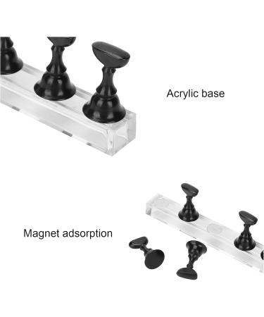 Acrylic Nail Art Display Practice Stand Magnetic Nail Fingernail Tip Holder Manicure Set Tool Fingernail DIY Nail Stand for False Nail Manicure Tool Salon Use Home Salon Makeup Essential(Black) - Buy Online on GoSupps.com