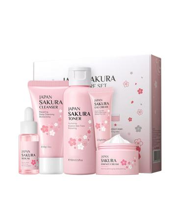 Skincare Set Skin Care for Teenage Girls Gift Set-Cleanser Toner Serum Eye Essence Serum- Facial Care Sets&Kits for Pores Blackheads Exfoliate Skin Essentials Travel Kit All Skin Types (5PCS)