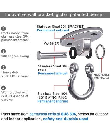 BeneLabel 2000 LB Capacity Permanent Antirust Stainless Steel Swing Hangers - Set of 2 | Heavy Duty Hardware for Yoga Hammocks, Sandbags, and Swing Sets - Buy Online on GoSupps.com