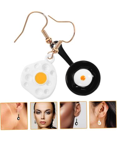 1pair Circle Earrings Jewelry Red Earrings Women s Earrings Simple Stud Miss Fried Eggs Asymmetrical 2.7X1cm White - Buy Online on GoSupps.com
