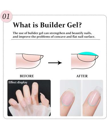 Clear Builder Nail Gel - Builder Gel for Nails UV/LED Nail Base - Hard Gel for Nails Strengthener Nails Extension Nail Art - Use with Nail Forms Solid Builder Gel DIY Manicure - Buy Online on GoSupps.com