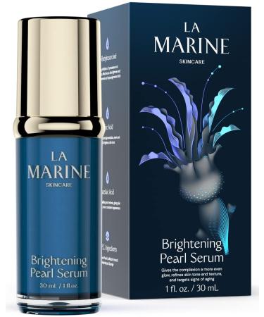 Dark Spot Correcting Glow Serum with Kojic Acid  Brightening Serum for Face  Hydrolyzed Pearl  Jellyfish Extract  Reduce Hyperpigmentation - by LaMarine Skincare  1 fl oz