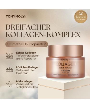 TONYMOLY Triple Collagen Total Tension Cream - Collagen Cream for Face Korean Skincare - Skin Firming Cream Anti-Wrinkle Cream Whitening Cream Beauty Cream - Collagen Face Cream for Women 80 ml - Buy Online on GoSupps.com