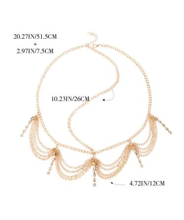 Catery Gold Hair Chain Jewelry - Boho Headpiece with Rhinestones for Women and Girls - Buy Online on GoSupps.com