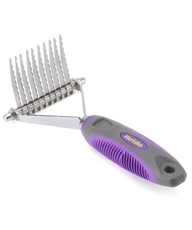 Undercoat Dematting Comb / Rake by Hertzko  Long Blades with Safety Edges - Great for Cutting and Removing Matted, Tangled, or Knotted Hair