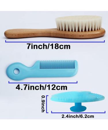Baby Hair Brush Set with Wooden Handle & Silicone Cradle Cap Brush - Soft Goat Bristles for Newborns & Toddlers - Ideal for Cradle Cap - Perfect Baby Registry Gift - Buy Online on GoSupps.com