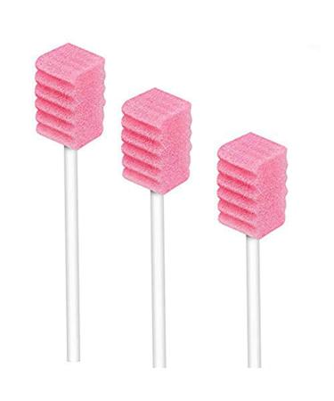 (50 Pack) Disposable Oral Swabs, Sterile Dental Sponge Swabsticks Unflavored for Mouth & Gum Cleaning 50pcs-tooth Pink
