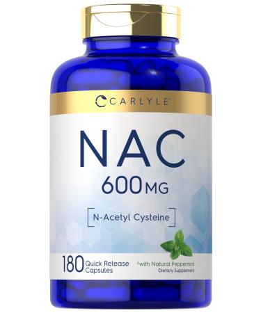 Carlyle NAC N-Acetyl Cysteine 600mg | 180 Capsules | with Peppermint | Free Form Supplement | Non-GMO Gluten Free - Buy Online on GoSupps.com