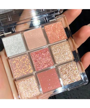 PICKX 9-Color Glitter Eyeshadow Palette - Matte, High Pigmented, Waterproof & Long-Lasting Eye Shadow Powder in Pink - Buy Online on GoSupps.com