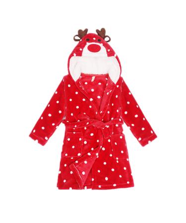 Baby boys & girls unisex bathrobe 0-24 months soft plush flannel fleece hooded bathrobe plush animal face bathrobe for babies toddlers newborn 6-12 months Christmas renier red