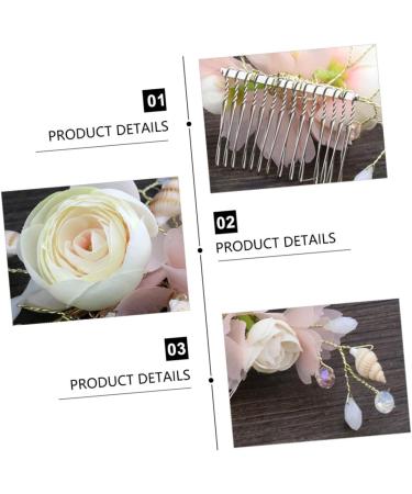 Angoily Bridal Hair Comb Crystal Hair Comb Flower Hair Comb Rhinestone Hair Barrette Hanfu Headwear Tiara Flower Hair Insert Comb Pink Zircon The Flowers Bride Spun Yarn - Buy Online on GoSupps.com