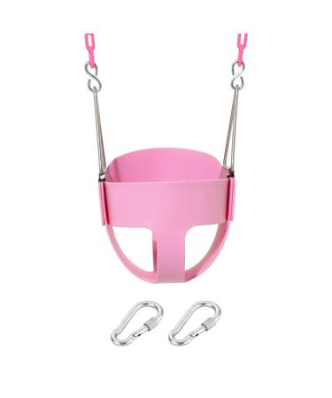 Take Me Away Pink Swing Seat - Heavy Duty Chain Plastic Coated - Playground Swing Set Accessories Replacement