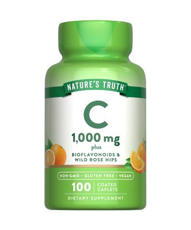 Nature's Truth Vitamin C Bioflavonoids & Rose Hips | 1000mg | 100 Caplets | Vegan Non-GMO and Gluten Free Supplement