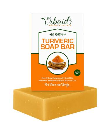 Natural Turmeric Soap Bar for Face & Body   Turmeric Skin Brightening Soap Wash for Dark Spots  Intimate Areas  Underarms   Turmeric Face Soap Reduces Acne  Fades Scars & Cleanses Skin   4oz Turmeric Bar Soap for All Ski...
