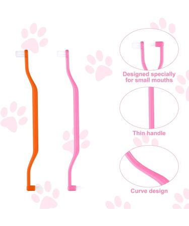 Buy Double-Sided Cat Toothbrush Set - Deep Cleaning Kit for Kittens & Cats - Pink & Orange - Buy Online on GoSupps.com