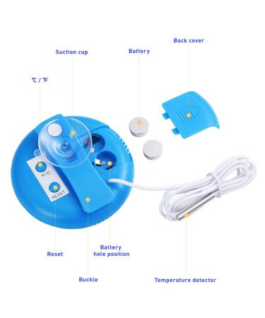 POPETPOP LCD Digital Aquarium Thermometer - High Precision Fish Tank Thermometer for Aquarium, Pond, Reptile & Turtle Habitats (Blue) - Buy Online on GoSupps.com