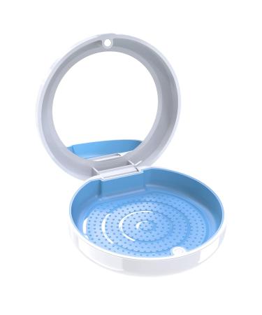 Dnom dose of bite can with mirror denture container tooth rail box prosthetic box braces box clip box can for denture prosthesis box protes.Round with mirror + silicone mat white housing + light blue silicone mat - Buy Online on GoSupps.com