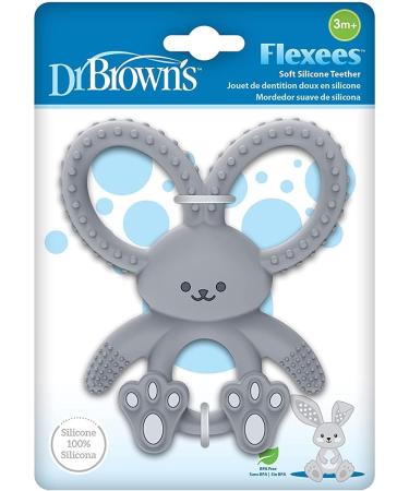 Dr. Brown's Flexees Beaded Teether Rings & Bunny 4-Pack - Silicone Teething Toys for Babies 3m+ | BPA-Free, Easy to Hold & Self-Soothing - Black/White/Gray - Buy Online on GoSupps.com