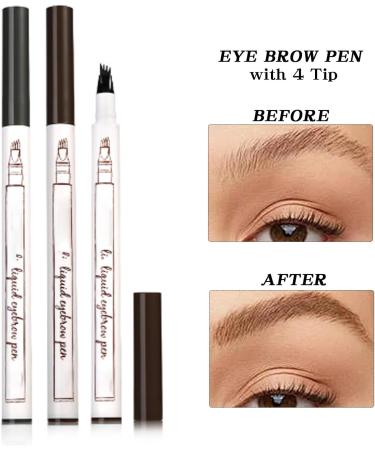 2PCS Eye Brow Pen Natural Makeup Fine Stroke Magic Eyebrow Pencil Waterproof 4 Tip Eyebrow Pencil Natural Fine Lines Eyebrow Pencil for Women and Gril (Gray) - Buy Online on GoSupps.com
