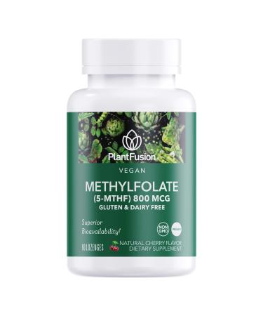 PlantFusion Vegan High Potency Methylfolate 5-MTHF Fast Acting Sublingual Methyl Folate Supplement is 6X More Absorbable - Non-GMO Supports Cardiovascular & Brain - 60 Lozenges