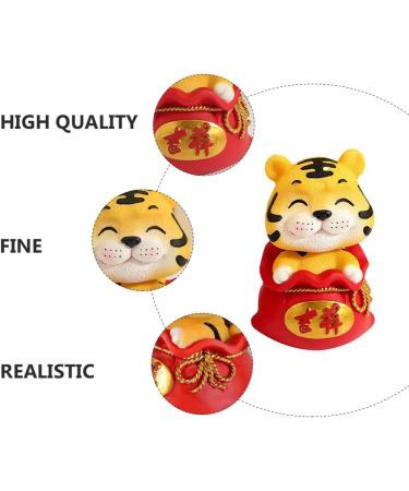 ORFOFE Digital Dash 4 Pcs Year of The Tiger Bobble Head Ornament Blush Office Resin Number Red Fengshui Statue Red 1x4pcs 6X6X9.5CMx4pcs - Buy Online on GoSupps.com