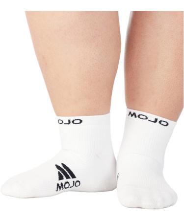 Mojo Compression Socks - Black & White Ankle Length (15-20mmHg) - Medium Support for Men & Women - 8 Sizes Available - 1 Pair XL White - Buy Online on GoSupps.com