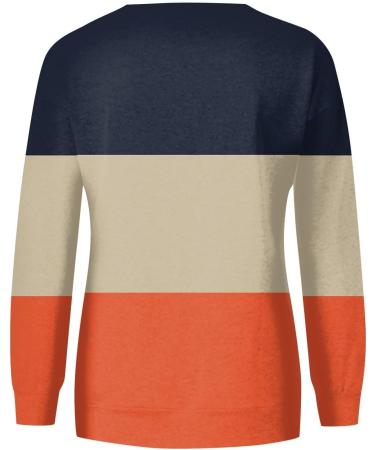 GJPRXCx Women Oversized Sweatshirt with Pocket Long Sleeve Casual Crewneck Sweatshirt Drop Shoulder Ribbed Cuff Hem Pullover Large 01_orange - Buy Online on GoSupps.com