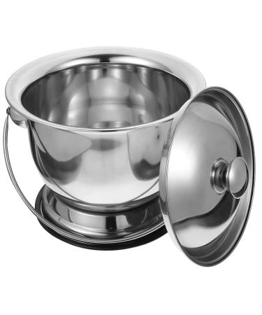 Zerodeko Chamber Pot Stainless Steel Spittoon with Lid Portable Urine Pots Urine Bedpan Chamber Bottle Potty Pee Bucket to for Bedside, Travel Elderly, Adults, Kids