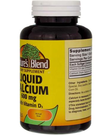 Nature's Blend Liquid Calcium 600 mg with D3 Softgels - 100 ct Pack of 6 - Buy Online on GoSupps.com
