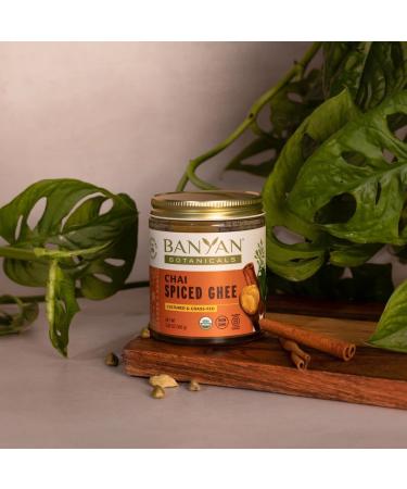 Banyan Botanicals Chai Spiced Ghee 5.65 oz - Organic Cultured Ghee with Cinnamon & Cardamom - Non-GMO, Gluten-Free, Vegetarian - Ideal Cooking & Baking Alternative - Buy Online on GoSupps.com