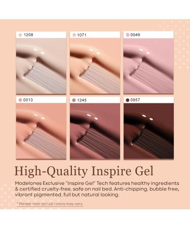 Modelones Nude Neutral Gel Nail Polish Set - 6 Colors for DIY Salon Manicure - Skin Tones Brown Pastel Pink - Soak Off Gel Polish Kit for Women - Buy Online on GoSupps.com
