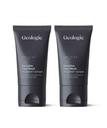 Geologie 2% Salicylic Acid Face Wash Bergamot + Juniper Scent | Facial Cleanser for Men & Women | Acne & Oil Control | Deep Cleansing & BHA Exfoliating Face Wash | 2-Pack 2.05 Fl Oz (Pack of 2) Scented