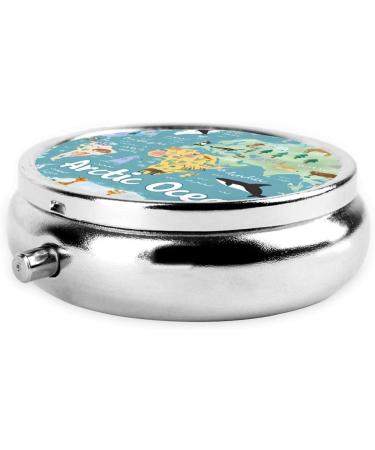 Art Sea and Land Portable Metal Pill Box - Round Mini 3-Compartment Design for Travel Ideal for Small Pills Black - Buy Online on GoSupps.com