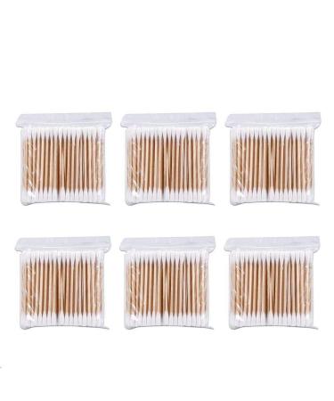 Cotton swab 600stk bamboo with wooden handles Sustainable for make-up clean care ear cleaning wound care cosmetics tool double head biodegradable environmentally friendly