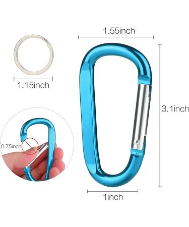 6PCS Black Aluminum Carabiner Clips with Keyring Hooks - Large D Ring Shape Carabiner Set - Buy Online on GoSupps.com