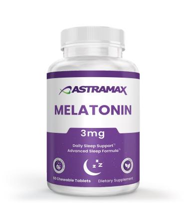 Astramax Melatonin 3mg | 50 Fast-Dissolve Chewable Tablets | Nighttime Sleep Support for Adults | Vegan & Non-GMO | 100% Drug-Free Formula | Non-Habit Forming