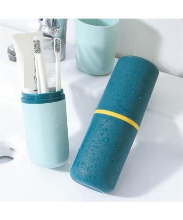 Buy Digjobk Blue Travel Toothbrush Mug & Green Portable Mouthwash Cup Set - Sealed Toothpaste Storage for Outdoor & Bathroom Use - Buy Online on GoSupps.com