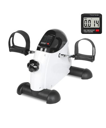 MEETWARM Pedal Exerciser Stationary Bikes for Seniors - Under Desk Mini Exercise Bike Cycle for Office - Arm Leg Floor Peddler Exerciser with LCD Display for Physical Therapy