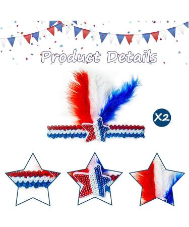 Patriotic Sequins Star Headbands - 2pcs Memorial Day & Independence Day Hair Accessories - Buy Online on GoSupps.com
