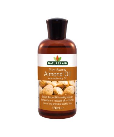Natures Aid Almond Oil Pure Sweet Almond Oil Massage Oil Suited to Dry Sensitive Skin 150 ml (Pack of 1)