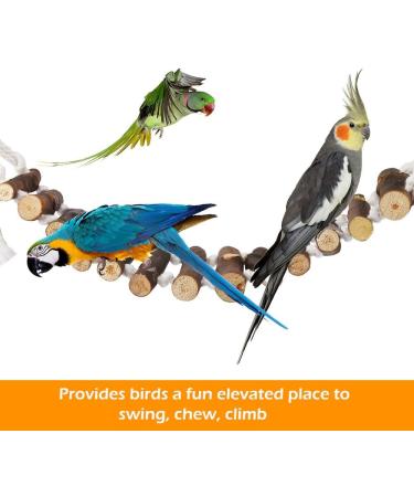 Vegan Bird Wood Ladder Toy with Landing Site - Ideal Bird Cage Accessories for Budgerigar Parrots Cockatiels & More - Buy Online on GoSupps.com