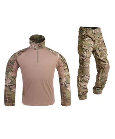 Human Military Clothing Paintball Uniform Wargame Combat Gen3 Tactical Uniform and Knee Pads Multicam MC