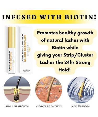 2 in 1 Clear Lash Glue with Biotin for Lash Growth | Strong Hold Easy Brush-On Latex-Free Waterproof - Ideal for Sensitive Eyes & All Types of Lashes - Buy Online on GoSupps.com