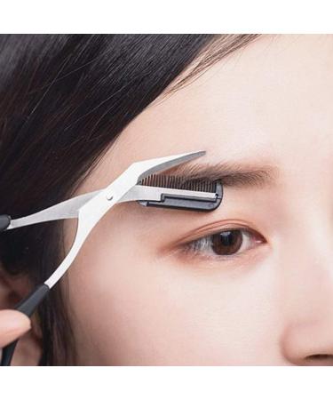 2 PCS Black Eyebrow Trimmer Scissor with Comb - Eye Shaping Cut Comb Scissors for Men and Women - Buy Online on GoSupps.com