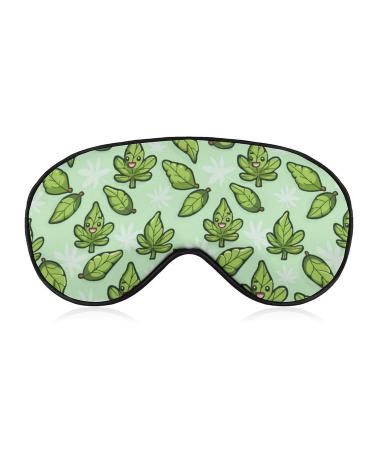 Pot Leaves Weed Funny Eye Mask Soft Blindfold Cover Night Eyeshade with Adjustable Strap for Sleeping Travel