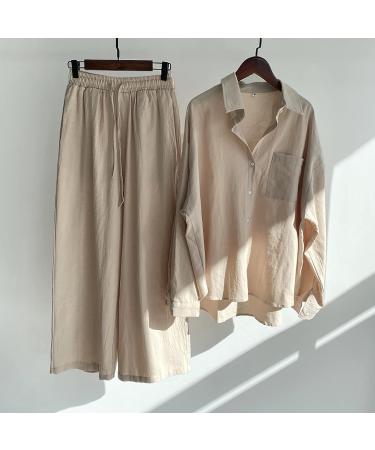 KEERADS Women's Linen Cotton Summer Outfit Set - Beige, 3X-Large - Buy Online on GoSupps.com