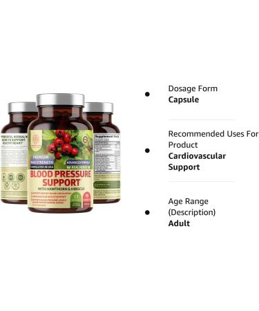 N1N Premium Blood Pressure Support with 13 Potent Ingredients - Natural Heart Health Supplement - 90 Caps - Buy Online on GoSupps.com