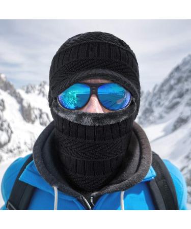 TAGVO Winter Knitted Balaclava Beanie Hat for Cycling Ski Mask - Universal Size, Black/Gray - Buy Online on GoSupps.com